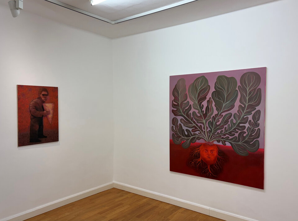 Ausstellungsansicht von "Die Fütterung der Fische"