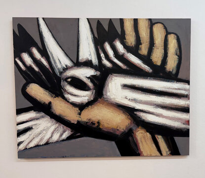 Ausstellungsansicht von "Die Fütterung der Fische"