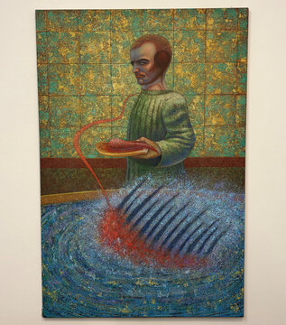 Ausstellungsansicht von "Die Fütterung der Fische"