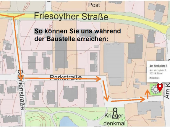 Umleitungsbeschreibung zur Geschäftsstelle
